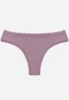 Fioletowe Majtki z Bawełną Typu Stringi Ozdobione Koronką Cirilise