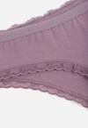 Fioletowe Majtki z Bawełną Typu Stringi Ozdobione Koronką Cirilise