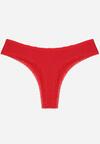Czerwone Majtki z Bawełną Typu Stringi Ozdobione Koronką Cirilise