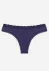 Granatowe Majtki z Bawełną Typu Stringi Ozdobione Koronką Cirilise