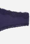 Granatowe Majtki z Bawełną Typu Stringi Ozdobione Koronką Cirilise