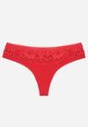 Czerwone Majtki Stringi z Bawełną Ozdobione Koronką Thelanthe