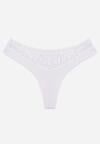 Białe Majtki Stringi z Bawełną Ozdobione Koronką Thelanthe