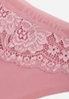 Różowe Majtki Stringi z Bawełną Ozdobione Koronką Thelanthe