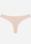 Beżowe Majtki Typu Stringi z Bawełną Asoia