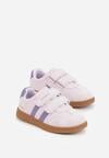 Fioletowe Buty Sportowe Sneakersy ze Skórzaną Wkładką Napisami i Paskami Nemoreli