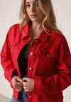 Czerwona Bawełniana Kurtka Jeansowa Perimea