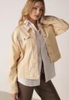 Beżowa Bawełniana Kurtka Jeansowa Perimea