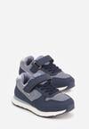 Granatowe Buty Sportowe Sneakersy ze Skórzaną Wkładką i Siateczkowymi Wstawkami Phaethiax