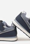 Granatowe Buty Sportowe Sneakersy ze Skórzaną Wkładką i Siateczkowymi Wstawkami Phaethiax