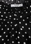 Czarna Wiskozowa Koszula w Kropki ze Stójką z Ozdobnymi Falbanami Isamene