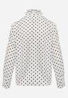 Biała Wiskozowa Koszula w Kropki ze Stójką z Ozdobnymi Falbanami Isamene