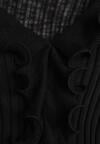 Czarna Prążkowana Bluzka z Wiskozą Ozdobiona Falbanami Pronasia
