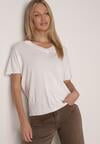 Biała Bluzka z Wiskozą o Nietoperzowym Kroju Oromeda