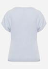 Niebieski T-shirt z Wiskozy z Trójkątnym Dekoltem Achiore