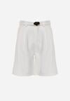 Białe Szorty z Wysokim Stanem Bermudy z Paskiem Haidis