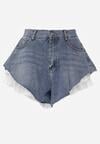 Niebieskie Bawełniane Szorty Jeansowe z Falbanami Demite