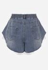 Niebieskie Bawełniane Szorty Jeansowe z Falbanami Demite