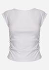 Biała Bluzka z Elastycznego Materiału z Dekoltem Łódką Megaris