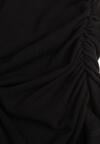Czarna Bluzka z Bawełną i Wiskozą  Ozdobiona Marszczeniem Alexareo