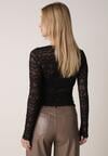 Czarna Bluzka Koronkowa z Transparentnego Materiału Hermatea