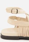 Beżowe Sandały w Stylu Rzymianek z Frędzlami Lysoph