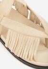 Beżowe Sandały w Stylu Rzymianek z Frędzlami Lysoph