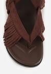 Brązowe Sandały w Stylu Rzymianek z Frędzlami Lysoph
