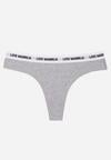 Szare Majtki Typu Stringi z Bawełną i Napisami Veza