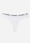 Białe Majtki Typu Stringi z Bawełną i Napisami Veza