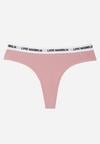 Różowe Majtki Typu Stringi z Bawełną i Napisami Veza