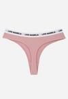 Różowe Majtki Typu Stringi z Bawełną i Napisami Veza
