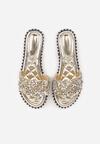 Złote Eleganckie Klapki z Biżuteryjnymi Aplikacjami Erannia