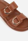 Brązowe Klapki Ozdobione Dwoma Klamrami Sthosaildy