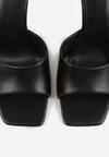 Czarne Klapki na Szpilce z Kwadratowym Noskiem Mellota