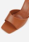 Brązowe Klapki na Szpilce z Kwadratowym Noskiem Mellota