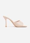 Beżowe Klapki na Szpilce z Kwadratowym Noskiem Mellota