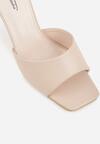 Beżowe Klapki na Szpilce z Kwadratowym Noskiem Mellota