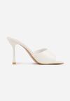 Białe Klapki na Szpilce z Kwadratowym Noskiem Mellota