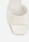 Białe Klapki na Szpilce z Kwadratowym Noskiem Mellota