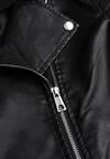 Czarna Klasyczna Kurtka Ramoneska w Motocyklowym Stylu Kelmi