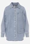 Niebieska Koszula Jeansowa z Bawełną Ozdobiona Przeszyciami Junie