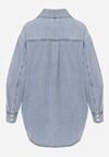 Niebieska Koszula Jeansowa z Bawełną Ozdobiona Przeszyciami Junie