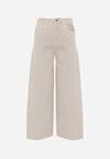 Beżowe Bawełniane Jeansy Szerokie z Wysokim Stanem Wylinnys