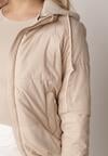 Ciemnobeżowa Kurtka Pikowana z Materiałowym Kapturem Odpinanym Jasilea