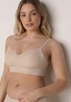 Beżowy Bezszwowy Biustonosz Bez Fiszbin z Elastycznego Materiału Edalith