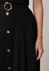 Czarna Spódnica Rozkloszowana z Bawełną i Paskiem oraz Kieszniami Jorlea