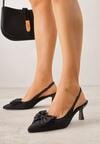 Czarne Sandały na Kaczuszce z Noskiem w Szpic z Kokardą Nephoo