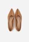 Jasnobrązowe Balerinki z Imitacji Zamszu z Noskiem w Szpic Egynome
