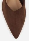 Brązowe Balerinki z Imitacji Zamszu z Noskiem w Szpic Egynome